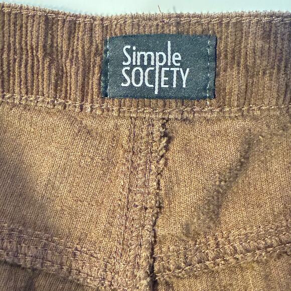 Simple Society Brown Corduroy Cargo Pockets Pants Juniors 9/29 - Picture 2 of 9